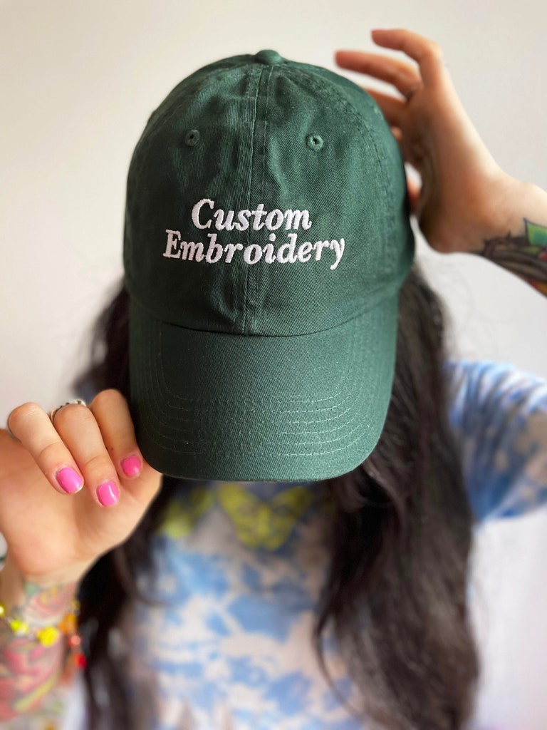 Custom Embroidered Hat , Personalized Dad Cap , Embroidery Logo baseball hat , Your own text monogram , Bachelorette , Small business Merch