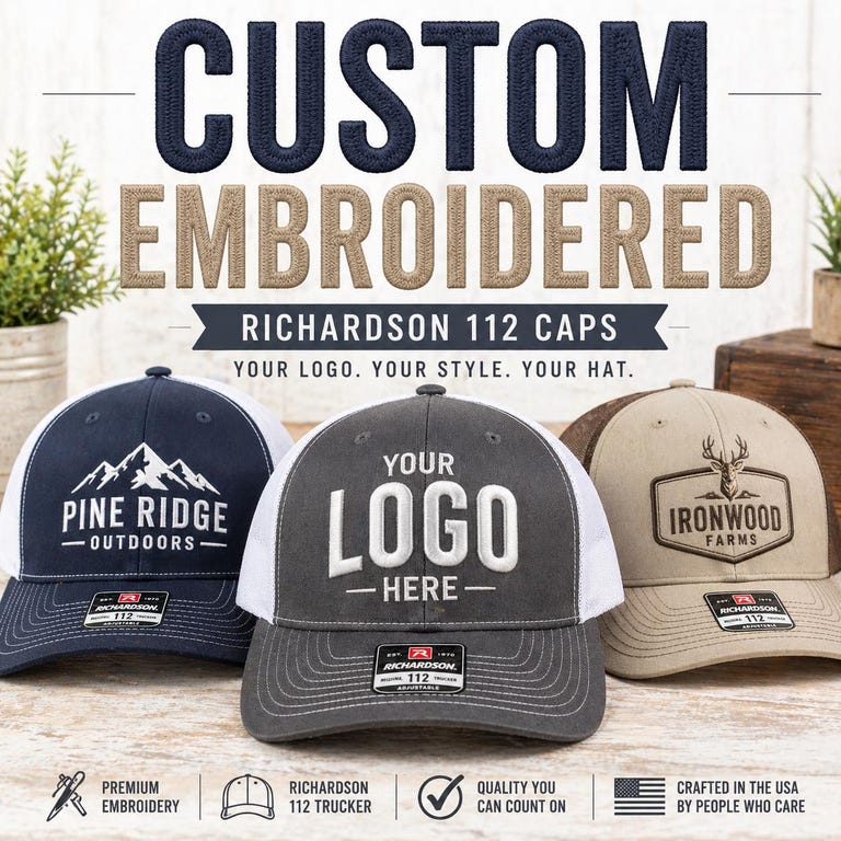 Custom Embroidered Richardson 112 Trucker Hat, Personalized Cap