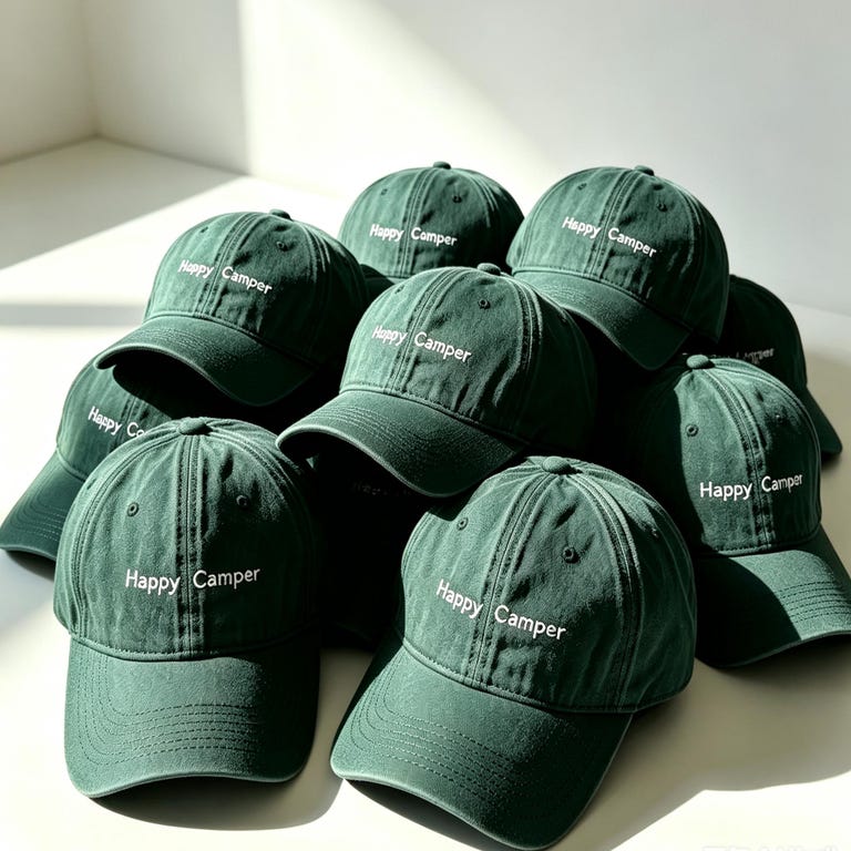 Custom Happy Camper Hat, Camp Bachelorette Party Favors, Personalized Washed Dad Cap, Embroidered Bridal Party Gift, Outdoor Vacation Hat