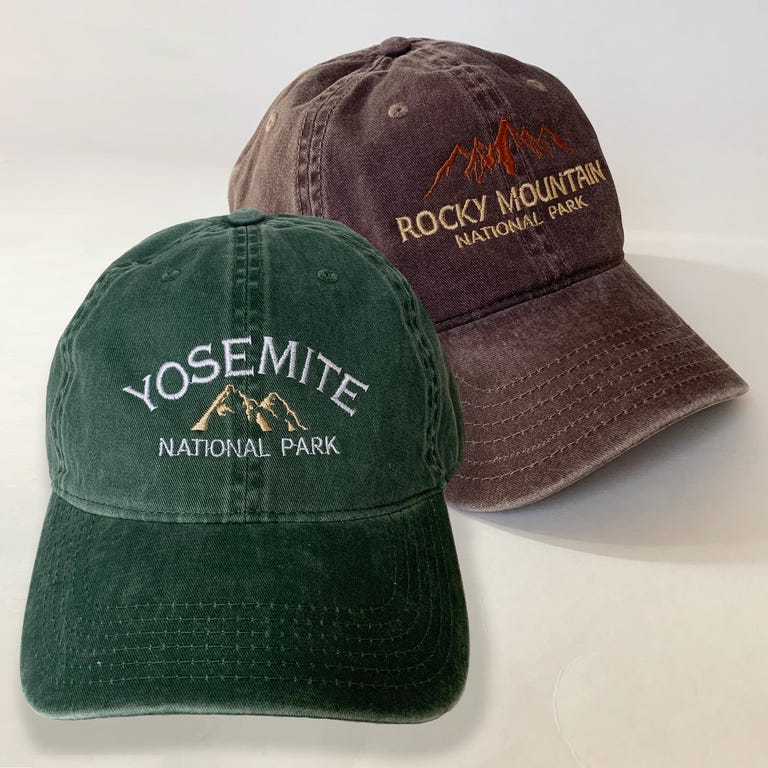 National Park Embroidered Collection Cap Washed Cap Travel Hat Nature hat Camping Hat Road Trip Travel souvenir outdoor cap park lover gift