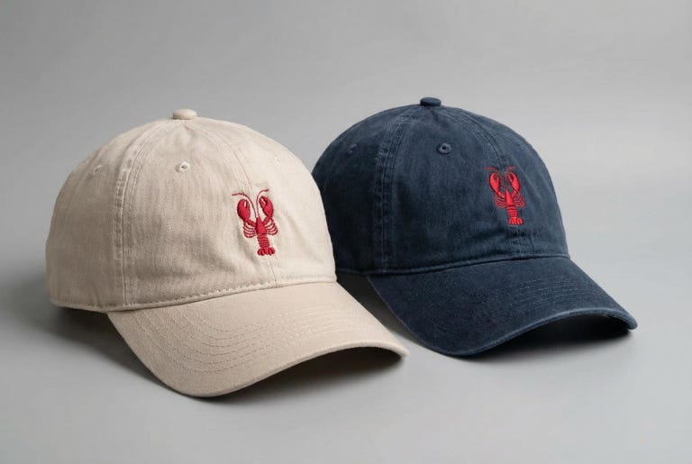 Personalized Lobster Embroidered Hat, Custom Name Baseball Cap, Vintage Washed Dad Hat, Beach Vacation Gift, Nautical Summer Cap