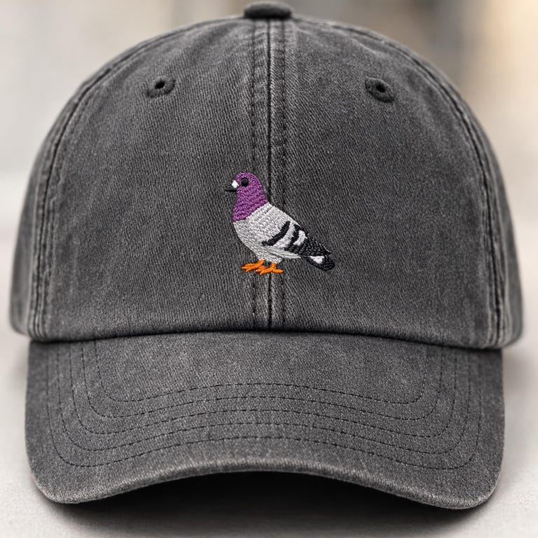 Pigeon Embroidered Hat, Funny Pigeon Dad Baseball Cap, Vintage Dove Hat, Adjustable City Bird Washed Hat, Fathers Day Gift, Birdwatcher Gift